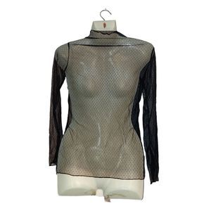 Long-Sleeve Mock-Neck Lace Top